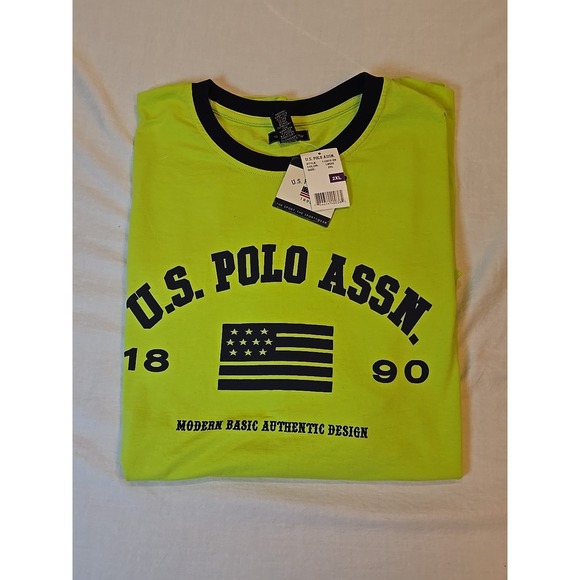 U.S. Polo Assn. Other - US Polo Assn. T-Shirt Mens Neon‎ Green 2XL Brand New with Tags 100% Cotton NWT